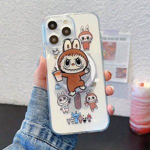 Magnetic iPhone15pro max phone case cartoon 16 cute labubu