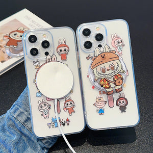 Magnetic iPhone15pro max phone case cartoon 16 cute labubu
