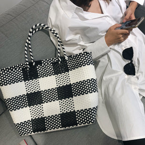 CHACHA  Handmade Check Beach Tote