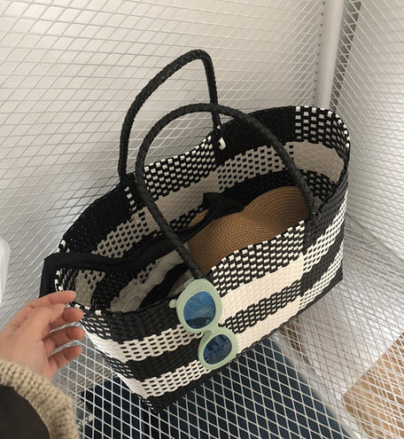 CHACHA  Handmade Check Beach Tote