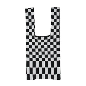 CHACHA Handknitted Checkerboard Tote Bag