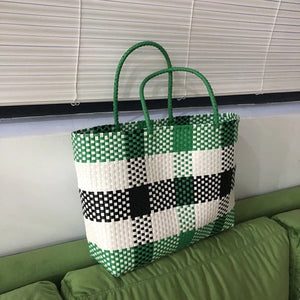 CHACHA  Handmade Check Beach Tote