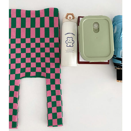 CHACHA Handknitted Checkerboard Tote Bag