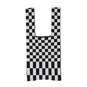CHAWOOL Handknitted Checkerboard Tote Bag