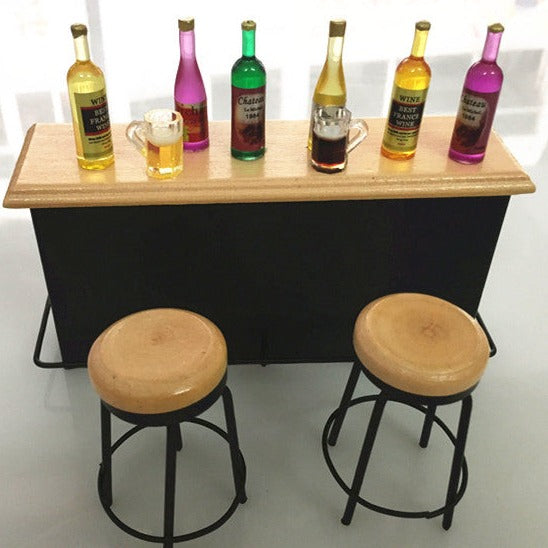 Minimum World 1:12 Dollhouse Bar counter with chairsx2