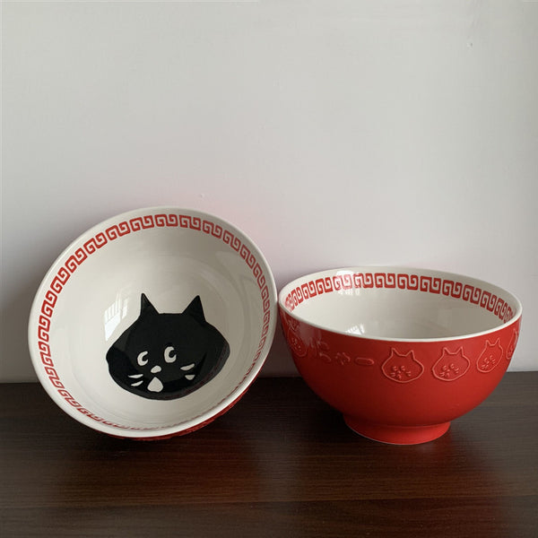 Load image into Gallery viewer, Miyake Black Meow with Ramen bowl

