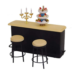 Minimum World 1:12 Dollhouse Bar counter with chairsx2